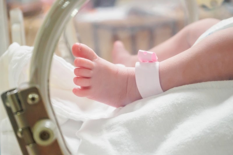 Newborn in an incubator