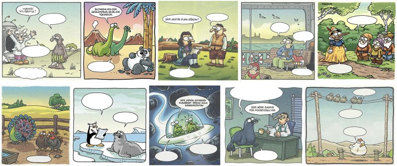 Stimulus cartoons used in the study (with permission by cartoonist Selçuk Erdem)