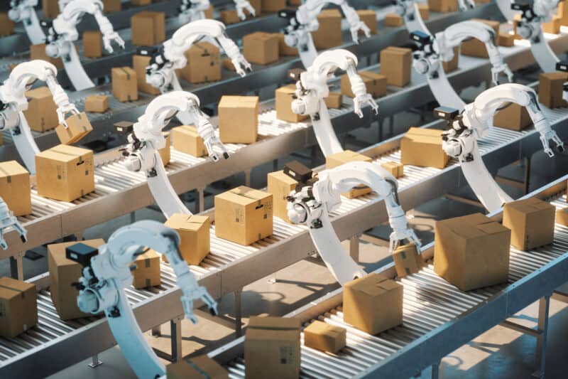 Automated Warehouse With Robotic Arms