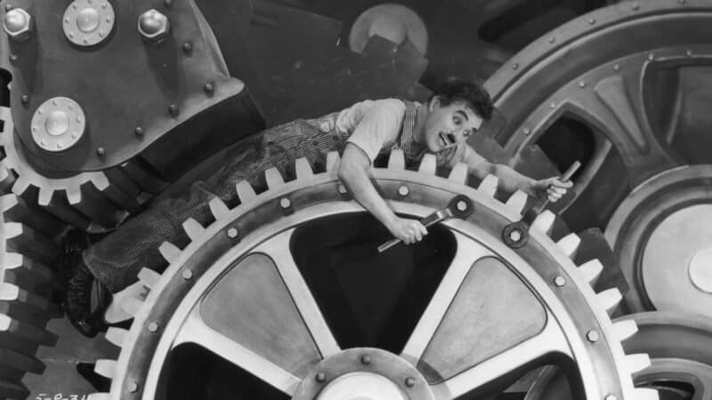 Movie still vom Charlie Chaplins Modern Times