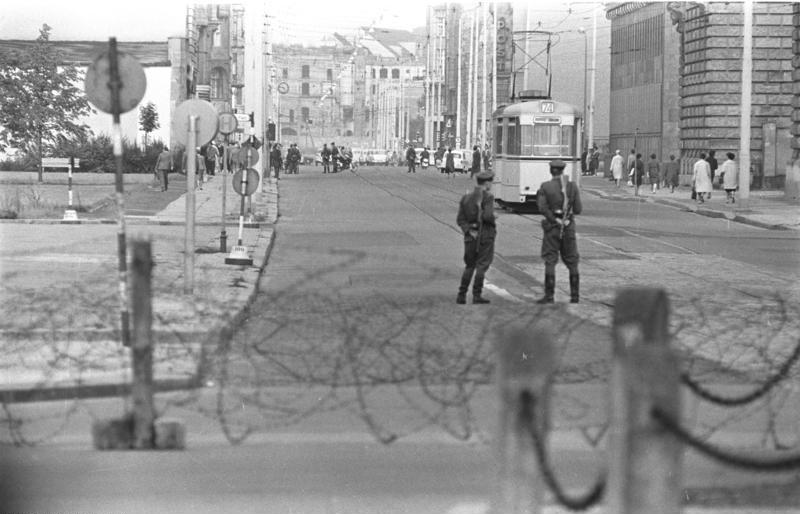 The Berlin Wall under construction, August 1961. 